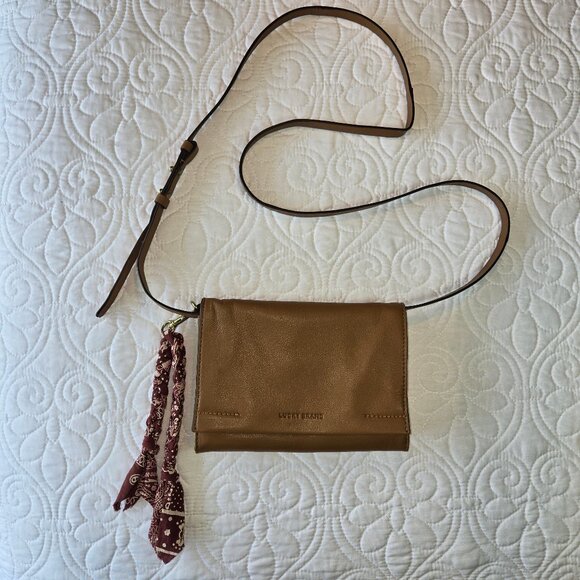 Lucky Brand Handbags - Lucky Brand Light Brown Leather Purse and/or Clutch with Decorative Tassel